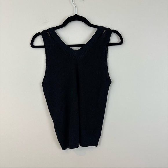 Halogen Black V-Neck Knit Strappy Tank Top Size Medium Women's - Picture 6 of 6